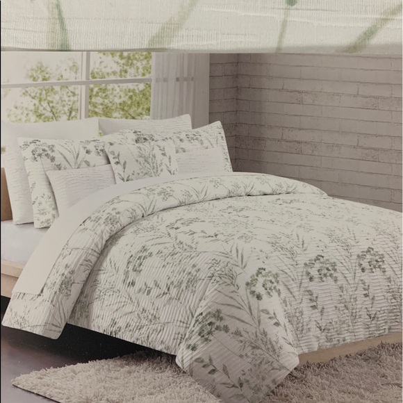 Tahari Woven Texture Floral Full/Queen Duvet Cover - Picture 1 of 8